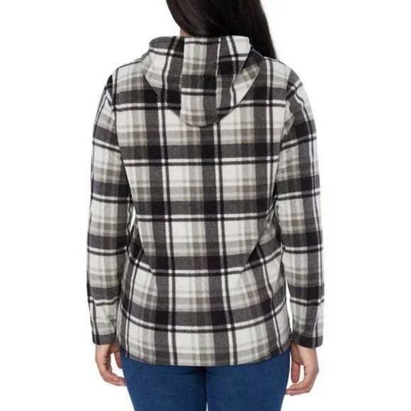 O'Neill  Half Zip Fleece Plaid Black and White Pullover Hoodie Size S - Picture 8 of 12